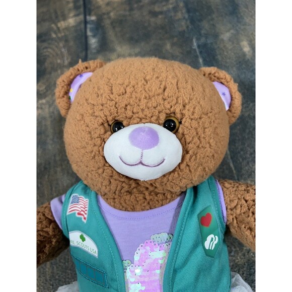 Build A Bear Girl Scouts Adventureful Plush with Junior Vest, Sequin Trefoil Tee - Picture 2 of 11